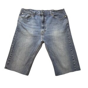 Levi's 505 Denim Shorts Mens 40 Blue Regular Fit Cut Off Distressed Jorts Y2K